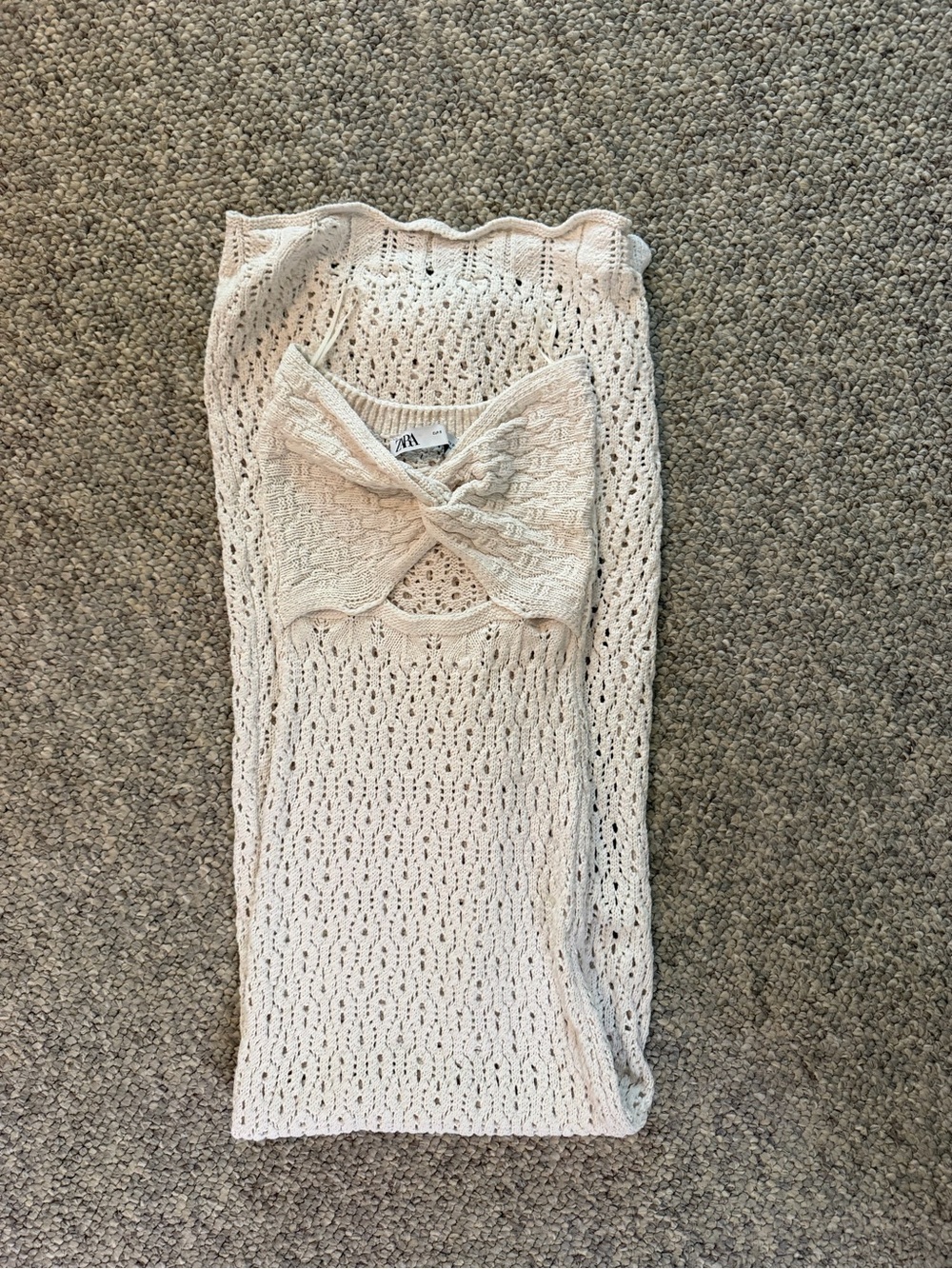 Zara Knit Twist Front Tube Dress - Cream